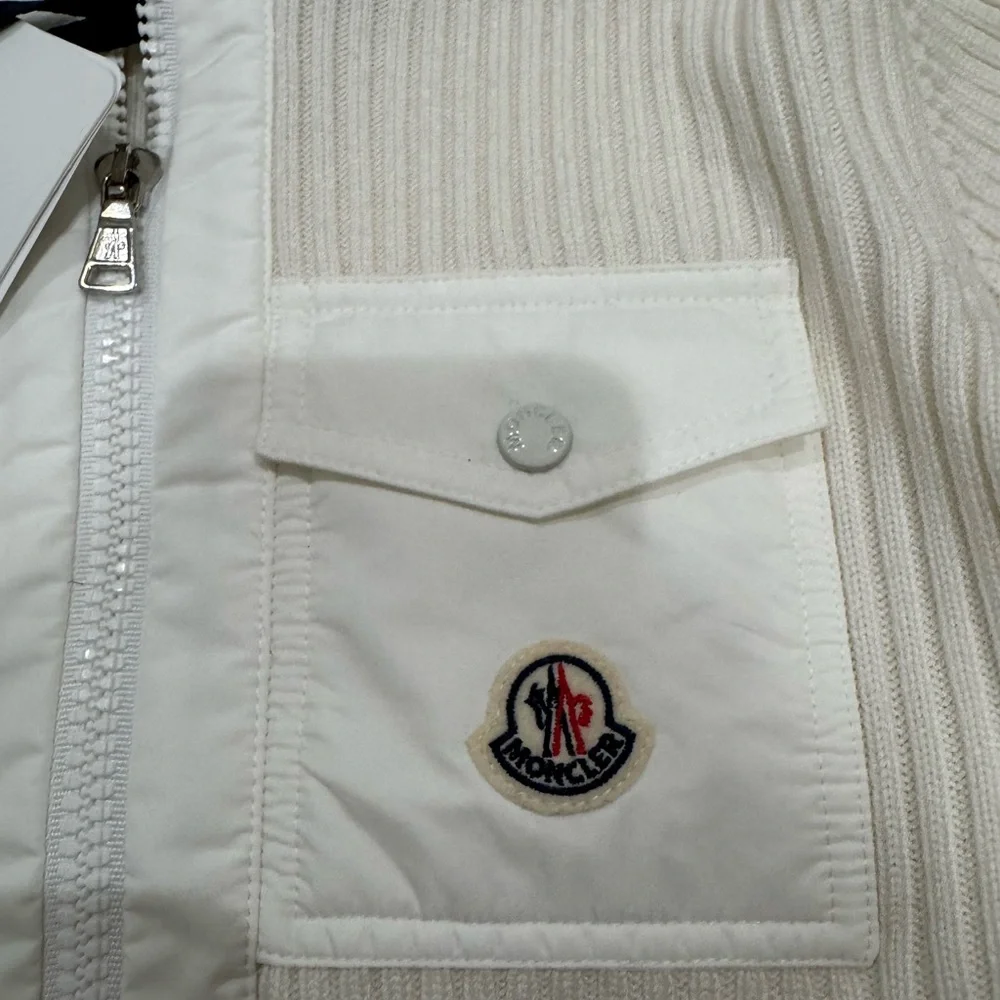 Moncler Cardigan Tricot White Zip Up Knitted Sweater Cardigan